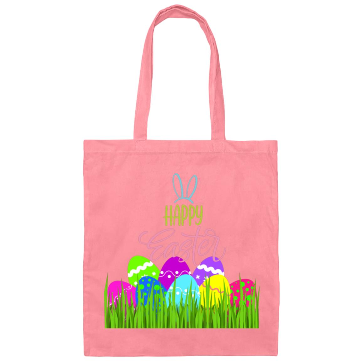 White Happy Easter--Canvas Tote Bag--Easter Basket