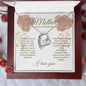 Mother--I Love You--Pink/Gold Flowers--Forever Love Necklace