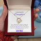 To My Beautiful Daughter--Love Mom--Purple Text-- Forever Necklace