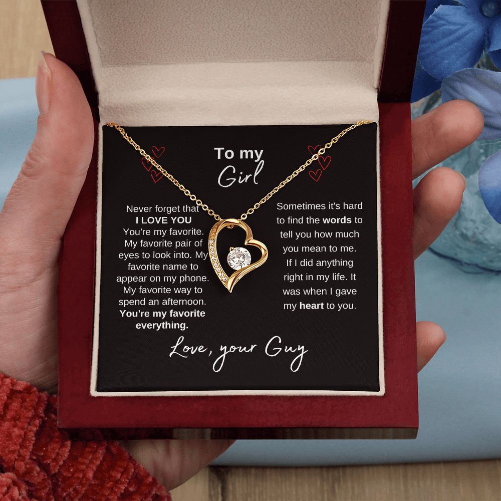 To My Girl--Love Your Guy--Black--Forever Love Necklace