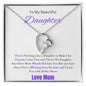To My Beautiful Daughter--Love Mom--Purple Text-- Forever Necklace