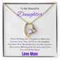 To My Beautiful Daughter--Love Mom--Purple Text-- Forever Necklace