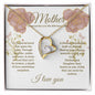 Mother--I Love You--Pink/Gold Flowers--Forever Love Necklace