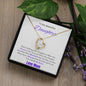 To My Beautiful Daughter--Love Mom--Purple Text-- Forever Necklace