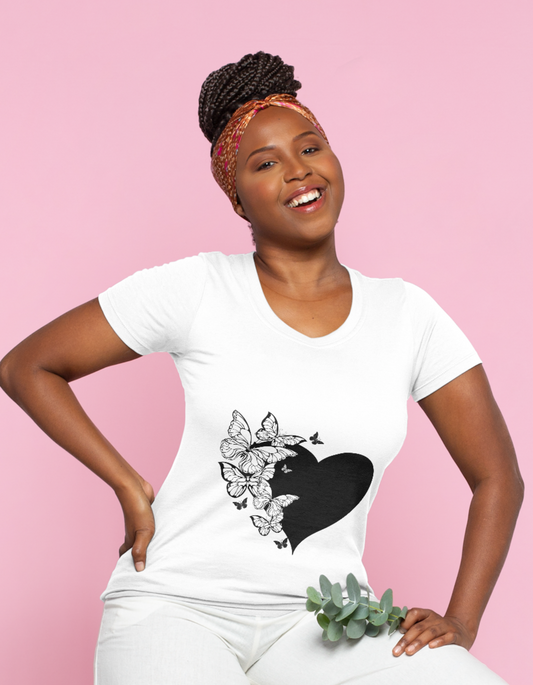 Solid Heart and Butterflies Bella + Canvas Shirt