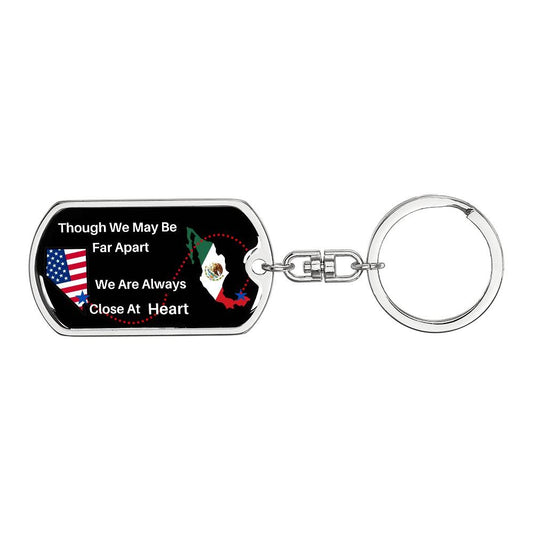 NV USA to Mexico Black Background Keychain