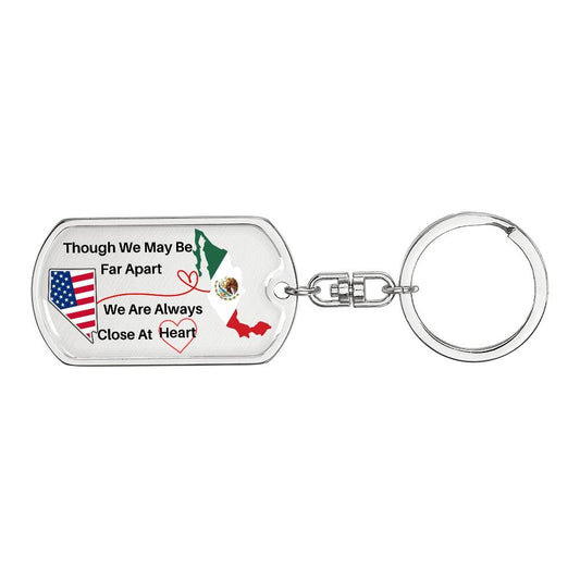 NV USA to Mexico Heart Rope Keychain