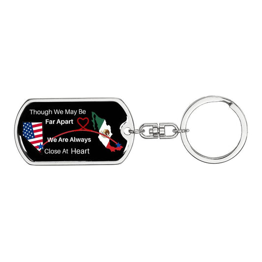 USA NV to Mexico Black Background heart rope Keychain