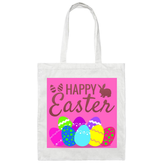 Canvas Tote Bag-Pink Easter Eggs-Easter Basket