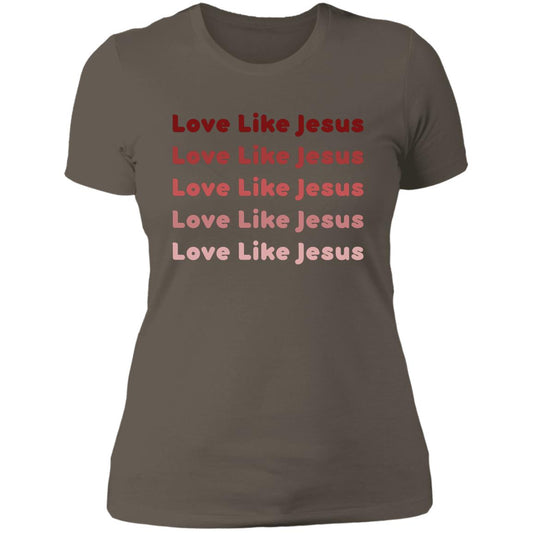 Ladies' Boyfriend T-Shirt-Red Love Like Jesus