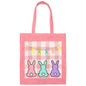 Canvas Tote Bag-Pink Plaid--Easter Basket