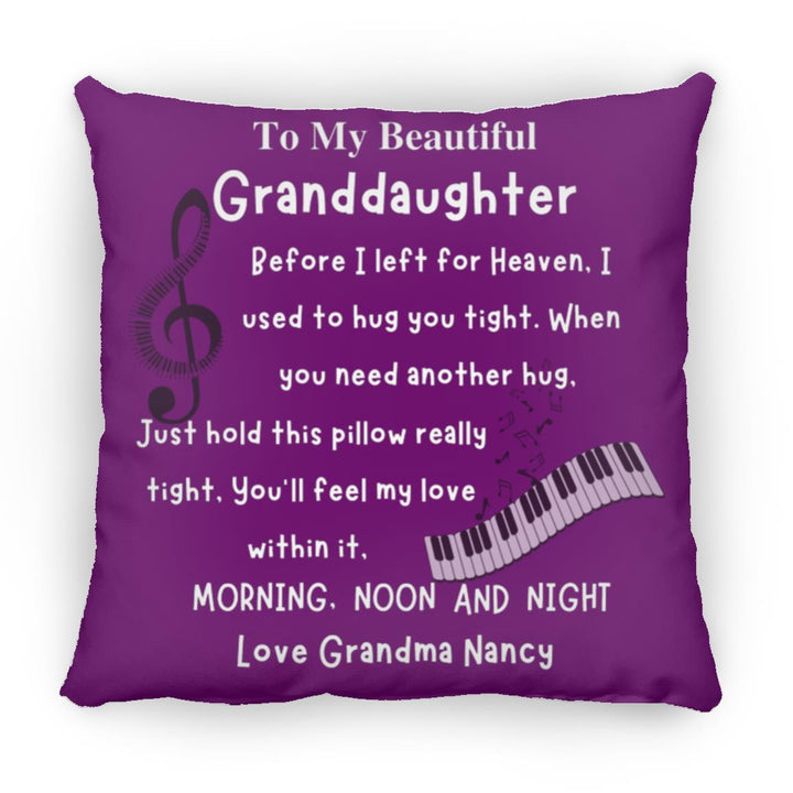 14x14 To My Granddaughter Purple, Memorial Pillow