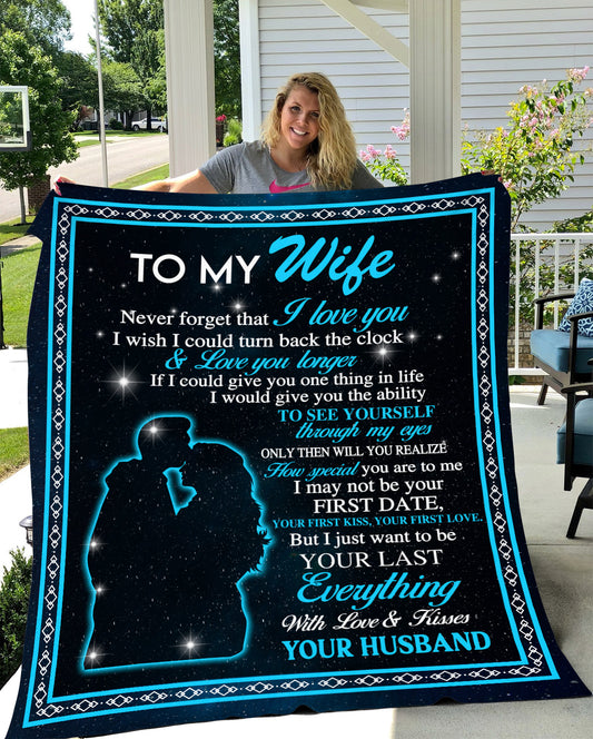 50x60 --Blue Kiss -Last Everything--Premium Mink Sherpa Blanket