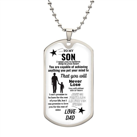 To My Son-Love Dad-Stars- Dog Tag Necklace