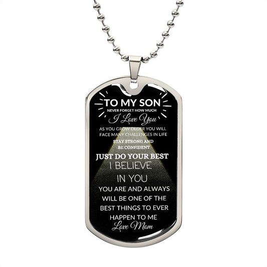 To My Son-Love Mom--Road/Path--Dog Tag Necklace