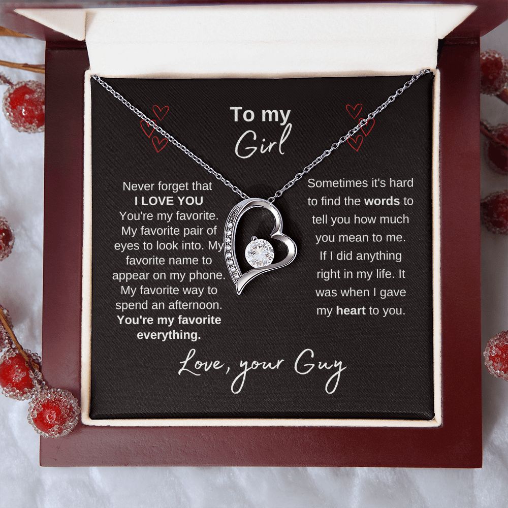 To My Girl--Love Your Guy--Black--Forever Love Necklace