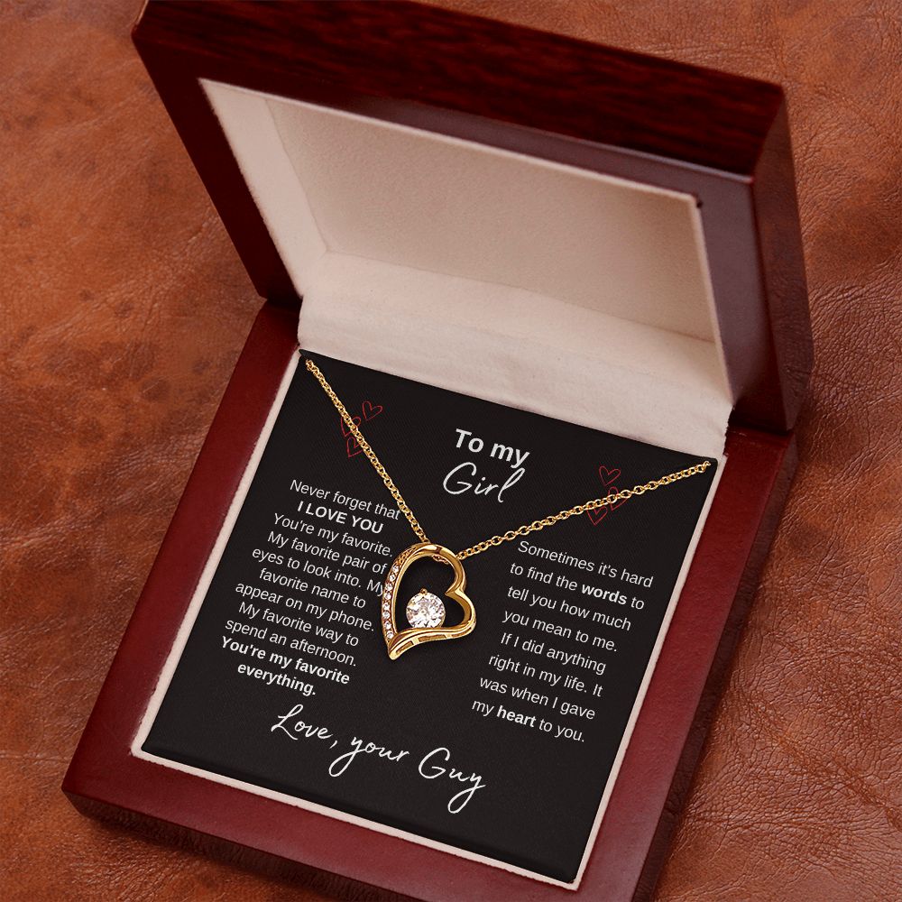 To My Girl--Love Your Guy--Black--Forever Love Necklace