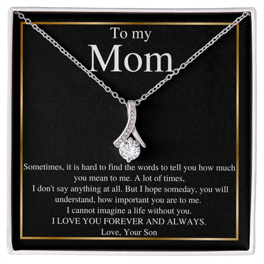 To My Mom--Love Your Son--Black/Thin/Gold--Alluring Beauty Necklace