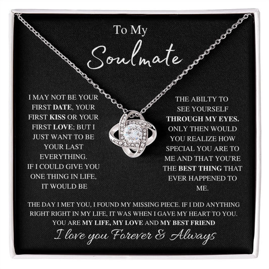 To My Soulmate--Black Long--Love Knot Necklace