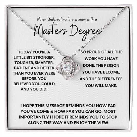 Graduation--Masters Degree--White--Love Knot Necklace