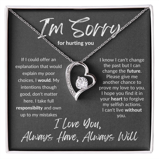 I'm Sorry for Hurting You--I Love You Handwriting--Gray--Forever Love Necklace