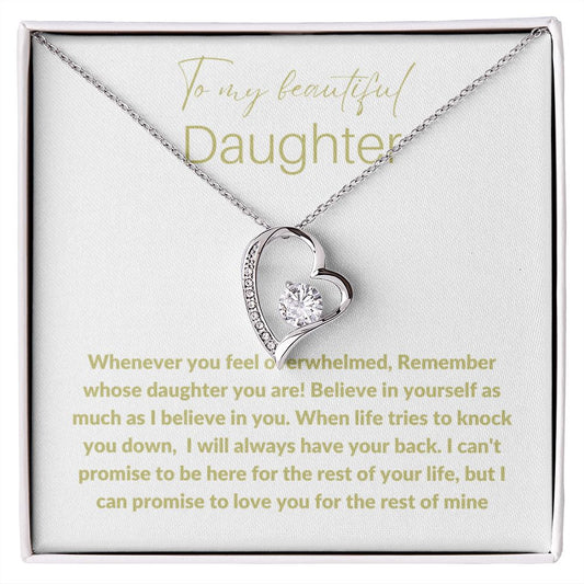 To My Beautiful Daughter--White/Gold--Forever Love Necklace
