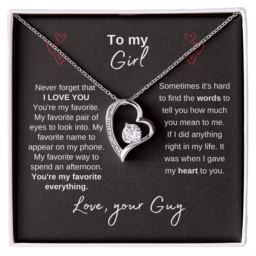 To My Girl--Love Your Guy--Black--Forever Love Necklace