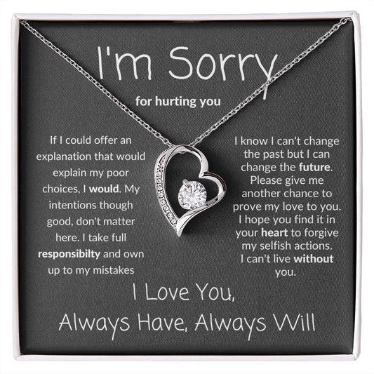 I'm Sorry For Hurting You--I Love You--Gray Bold--Forever Love Necklace