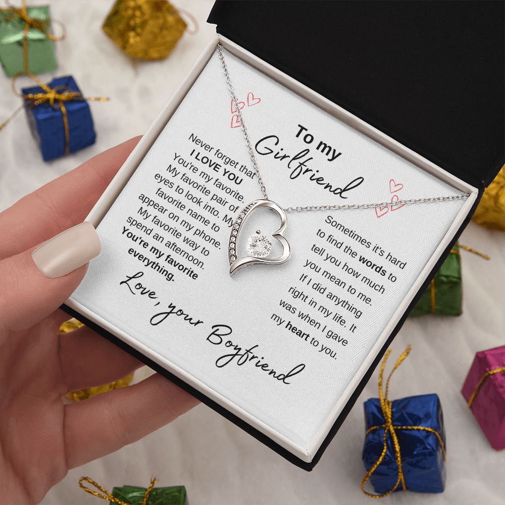 To My Girlfriend--Love Your Boyfriend--White-Forever Love Necklace