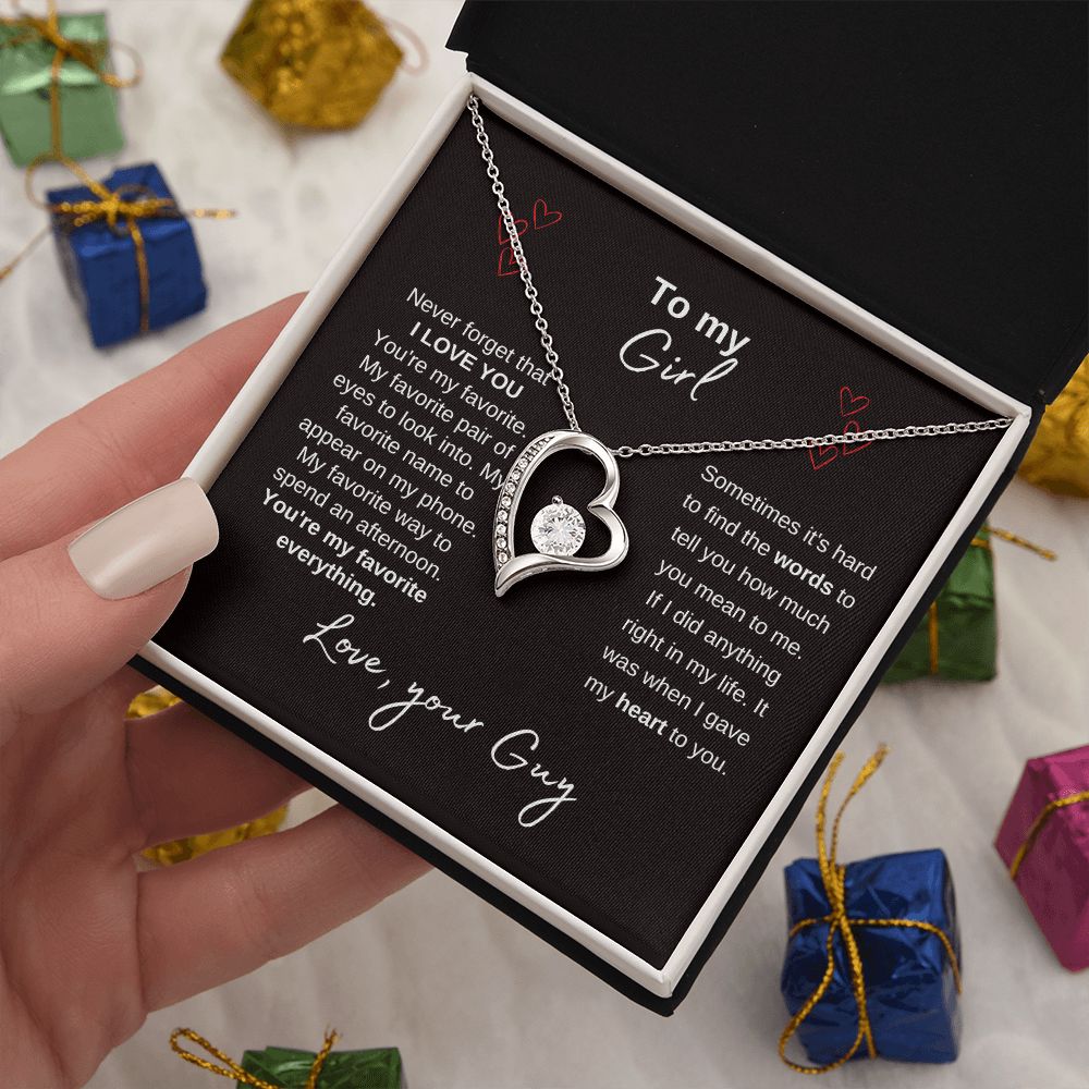 To My Girl--Love Your Guy--Black--Forever Love Necklace