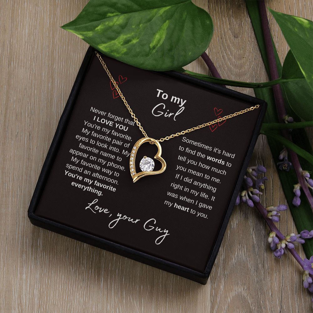 To My Girl--Love Your Guy--Black--Forever Love Necklace