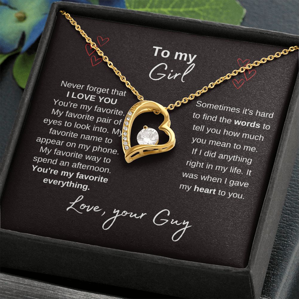 To My Girl--Love Your Guy--Black--Forever Love Necklace