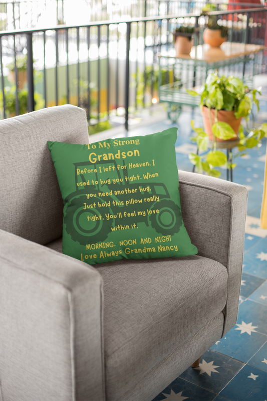14x14 To My Grandson-Memorial-Green Pillow